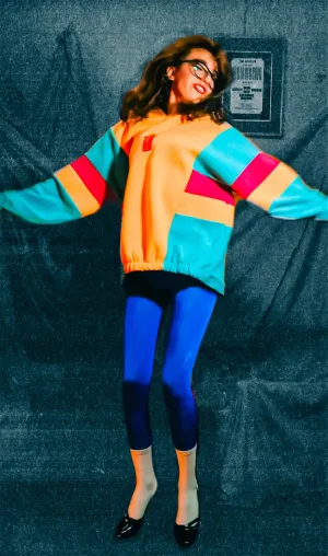 Let's Hug Colorful Oversized Hooded Sweatshirt