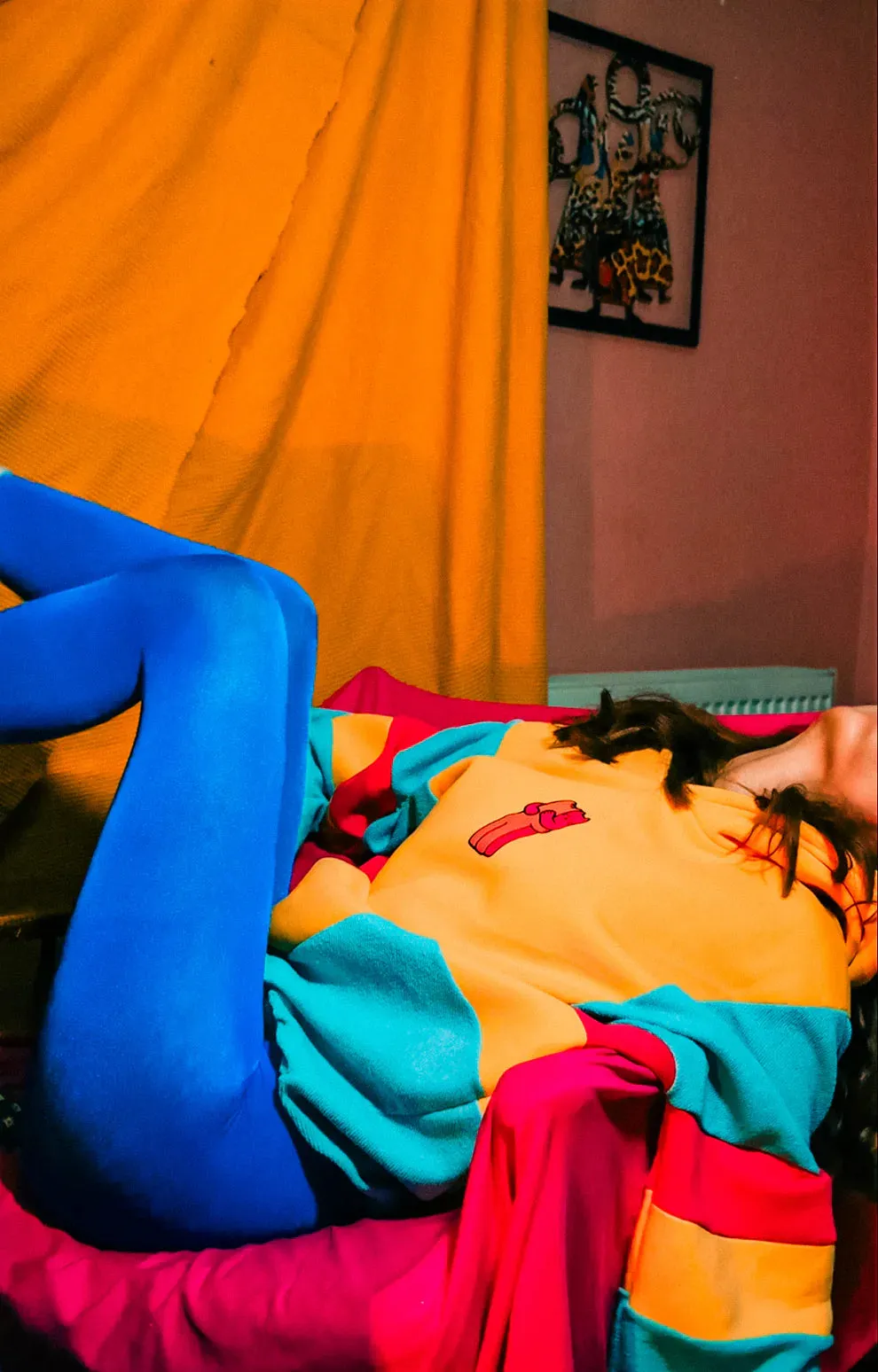 Let's Hug Colorful Oversized Hooded Sweatshirt
