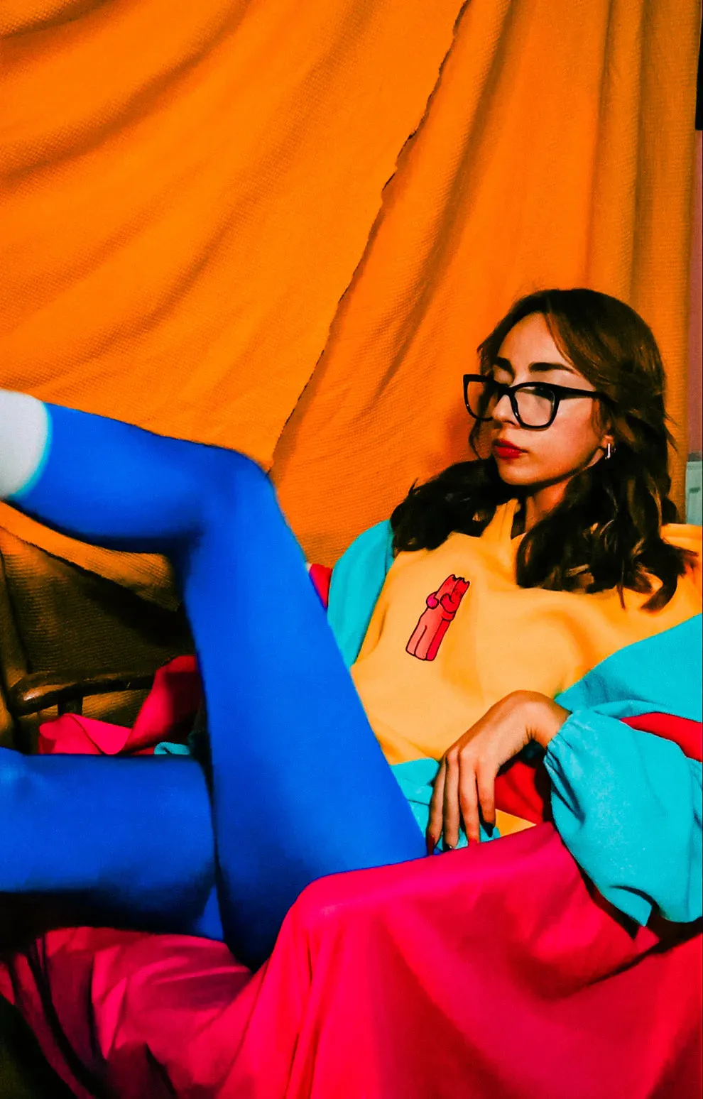 Let's Hug Colorful Oversized Hooded Sweatshirt