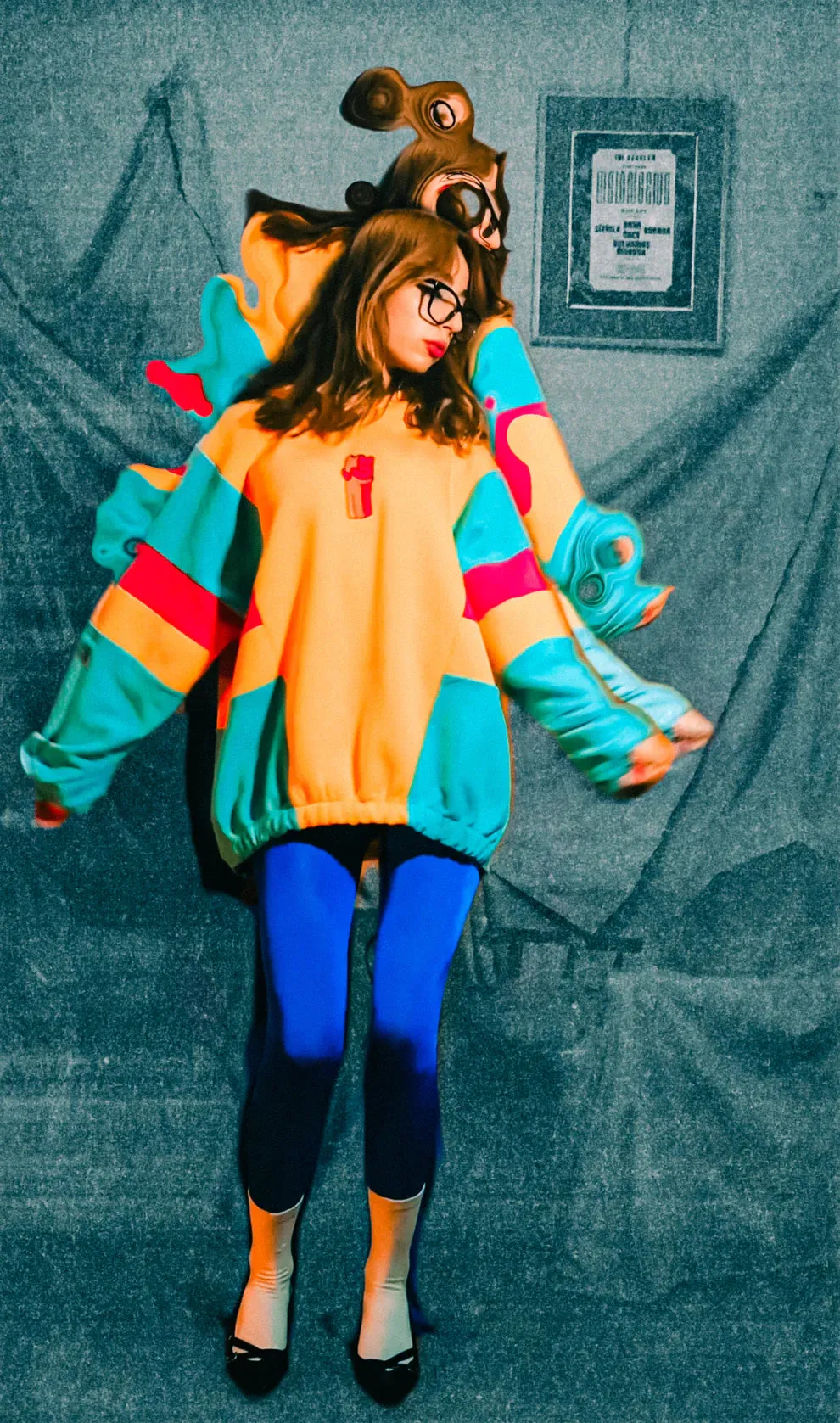 Let's Hug Colorful Oversized Hooded Sweatshirt