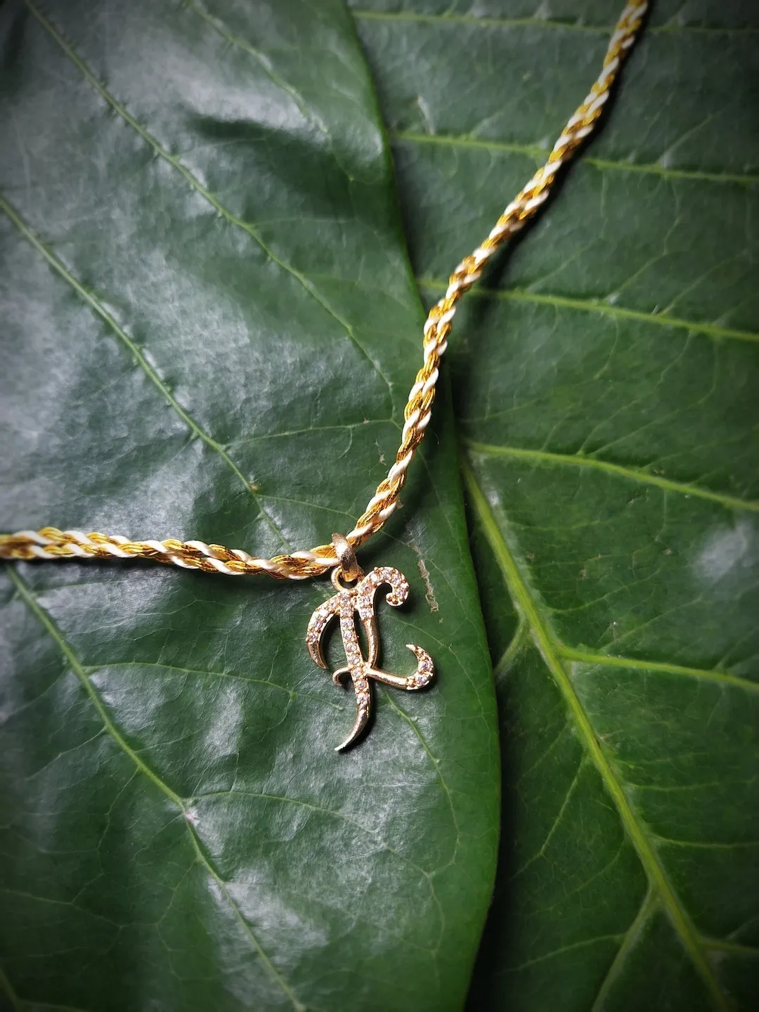 Letter Name Rakhi Designs Personalized Alphabet Gold Plated Customized AD Pendant with Gold String