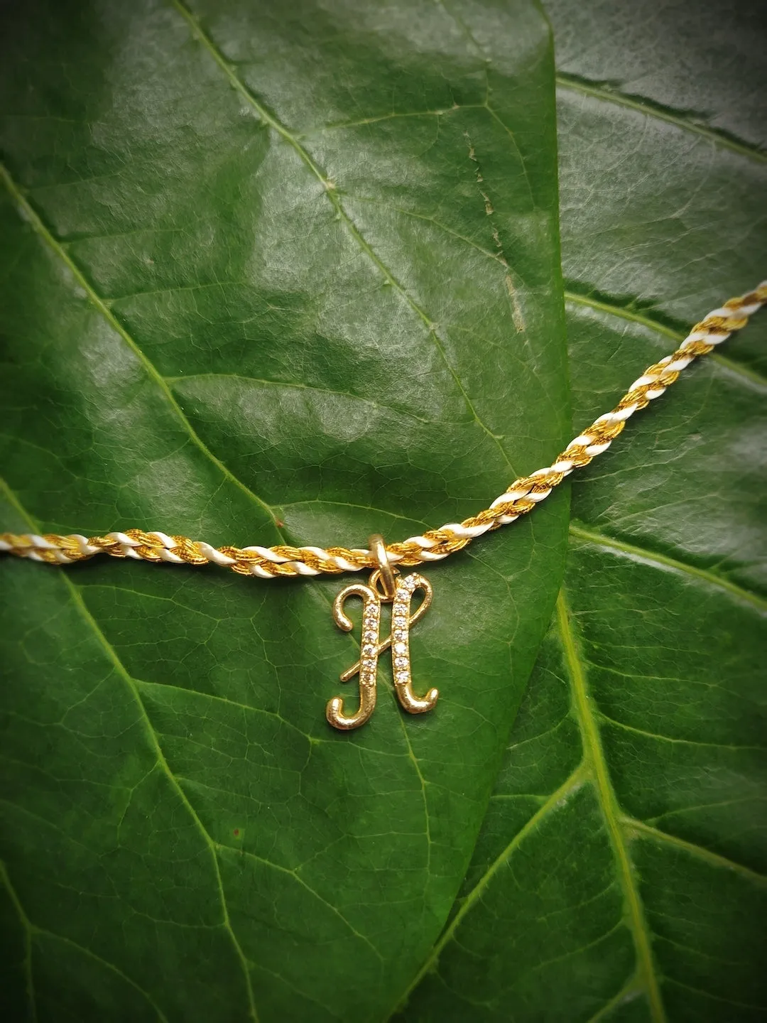Letter Name Rakhi Designs Personalized Alphabet Gold Plated Customized AD Pendant with Gold String