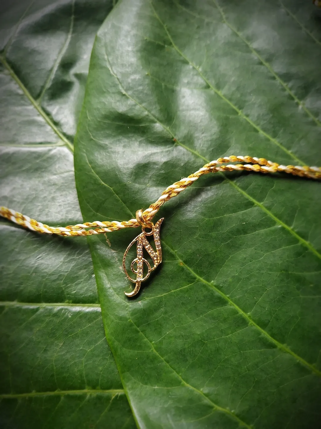 Letter Name Rakhi Designs Personalized Alphabet Gold Plated Customized AD Pendant with Gold String