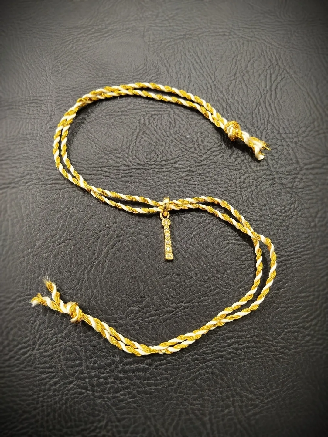 Letter Name Rakhi Designs Personalized Alphabet Gold Plated Customized AD Pendant with Gold String