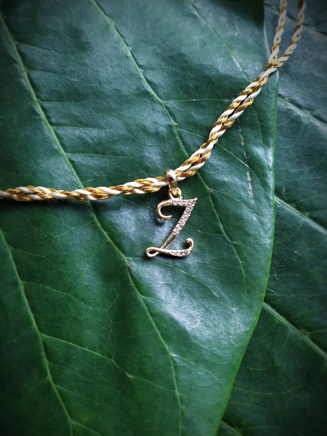 Letter Name Rakhi Designs Personalized Alphabet Gold Plated Customized AD Pendant with Gold String