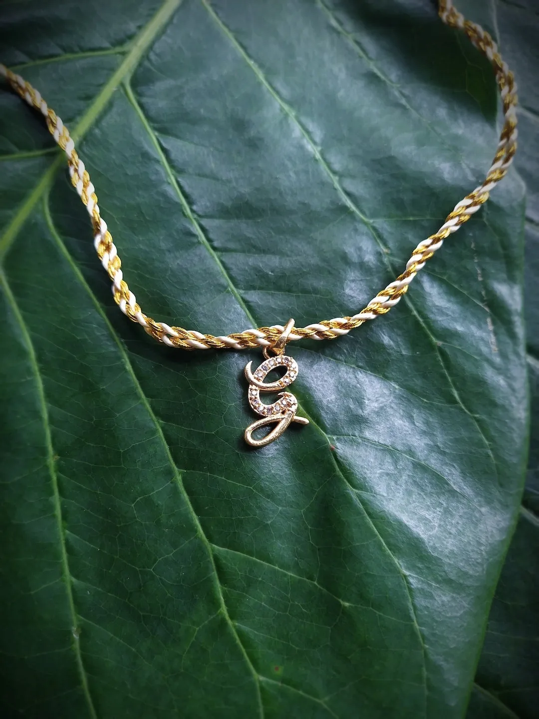Letter Name Rakhi Designs Personalized Alphabet Gold Plated Customized AD Pendant with Gold String