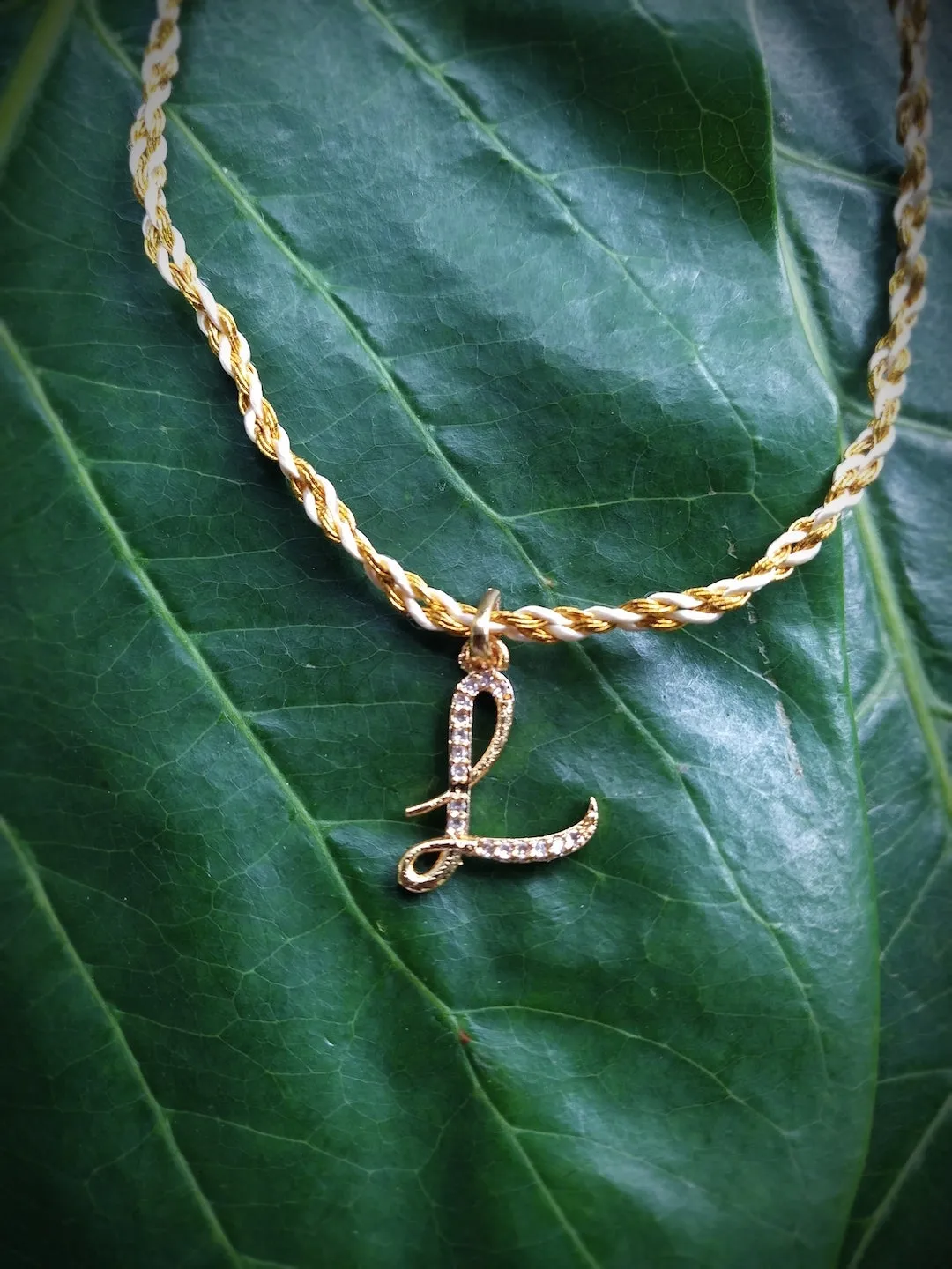 Letter Name Rakhi Designs Personalized Alphabet Gold Plated Customized AD Pendant with Gold String