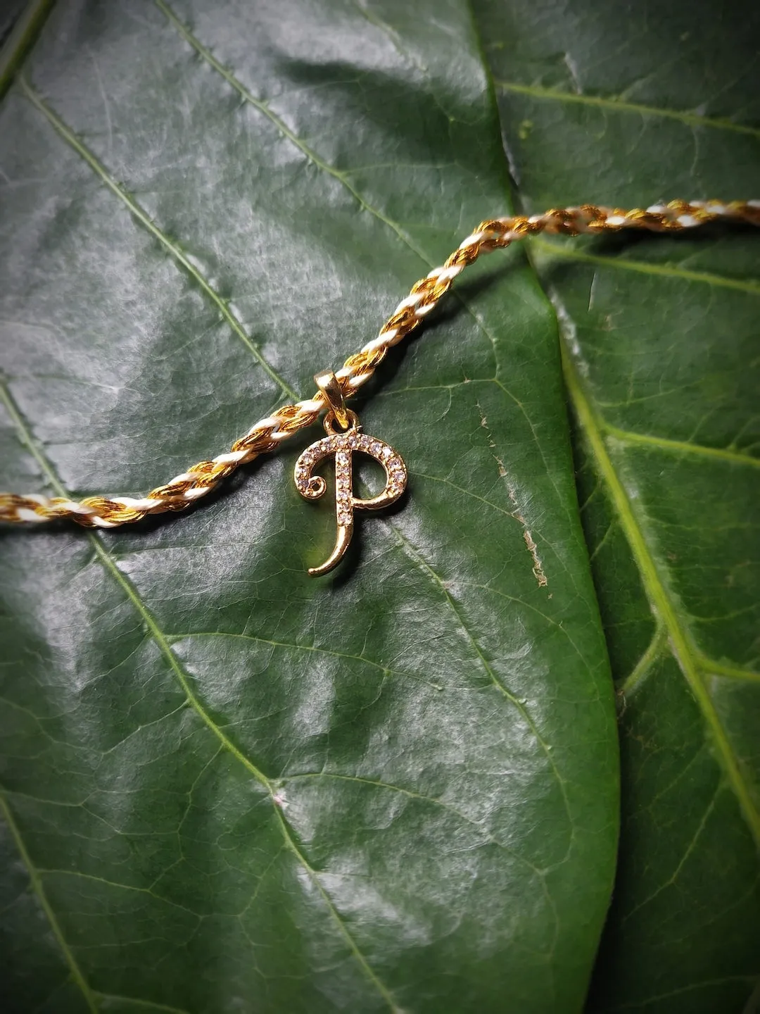 Letter Name Rakhi Designs Personalized Alphabet Gold Plated Customized AD Pendant with Gold String