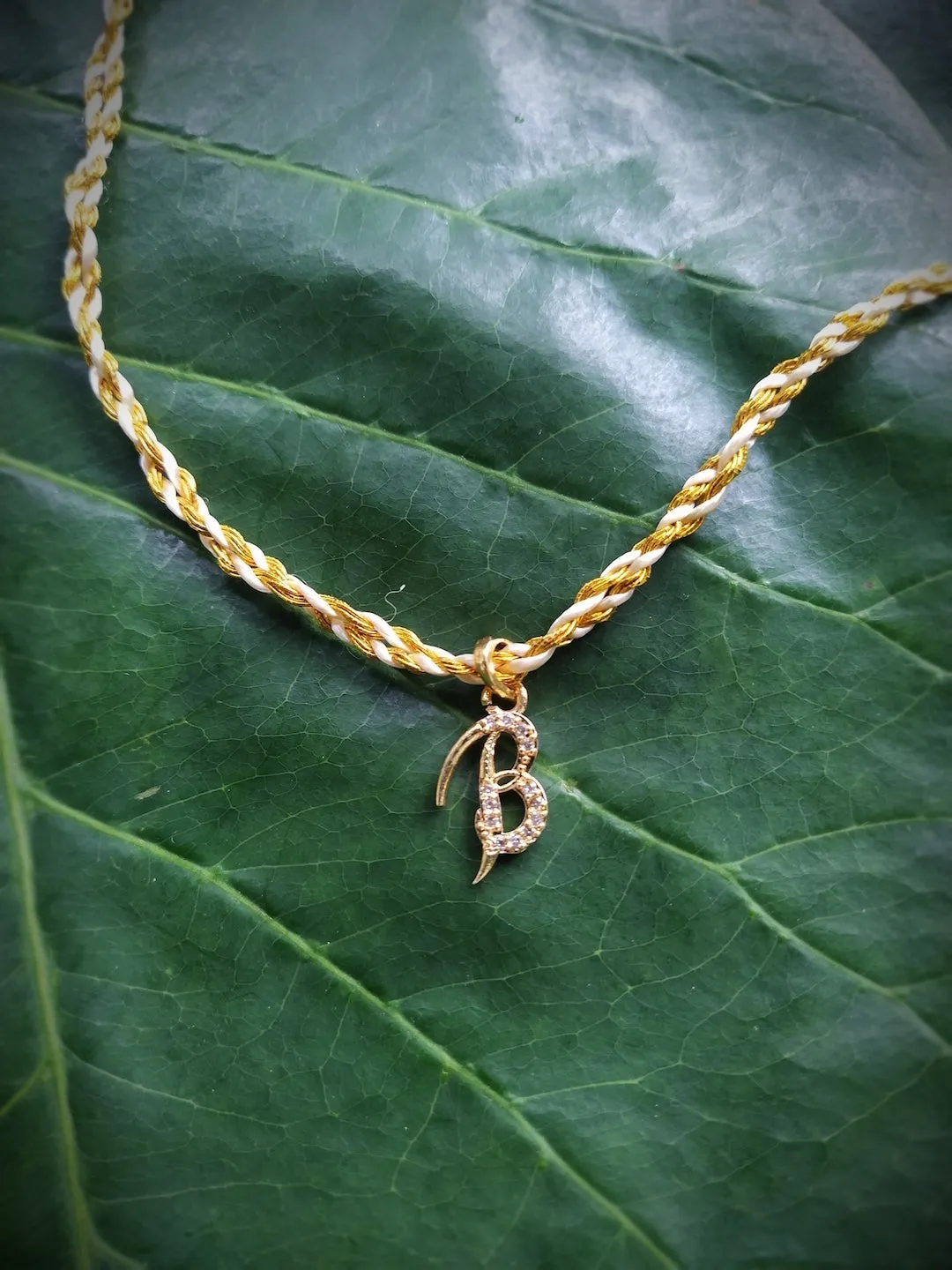 Letter Name Rakhi Designs Personalized Alphabet Gold Plated Customized AD Pendant with Gold String