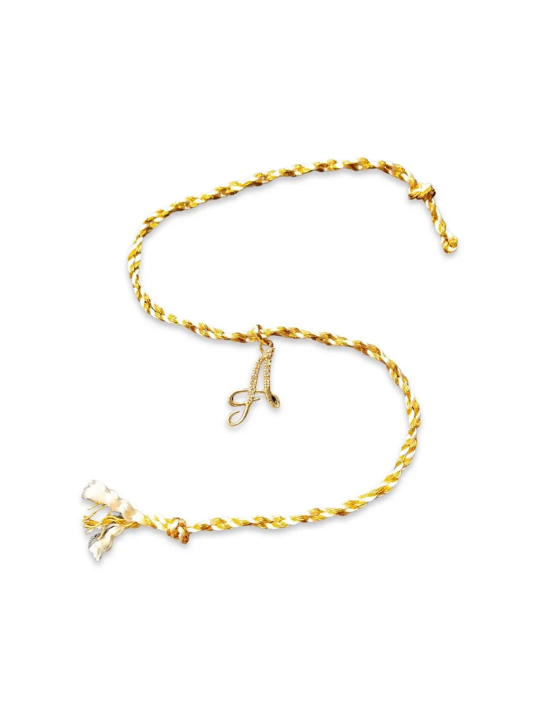 Letter Name Rakhi Designs Personalized Alphabet Gold Plated Customized AD Pendant with Gold String