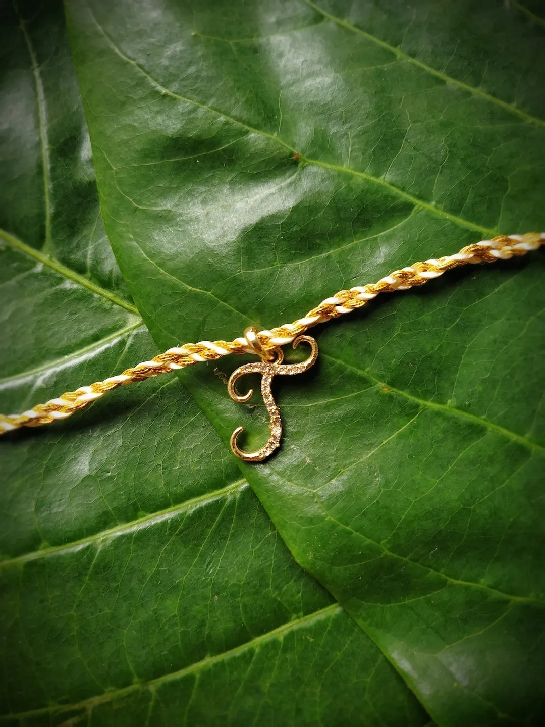 Letter Name Rakhi Designs Personalized Alphabet Gold Plated Customized AD Pendant with Gold String