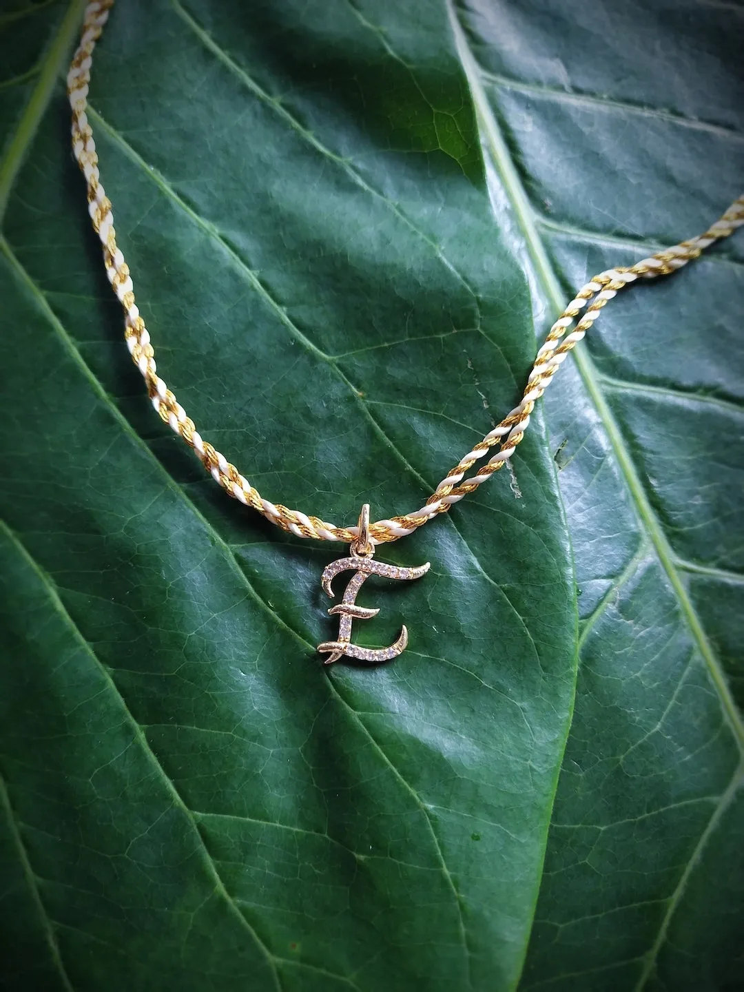 Letter Name Rakhi Designs Personalized Alphabet Gold Plated Customized AD Pendant with Gold String