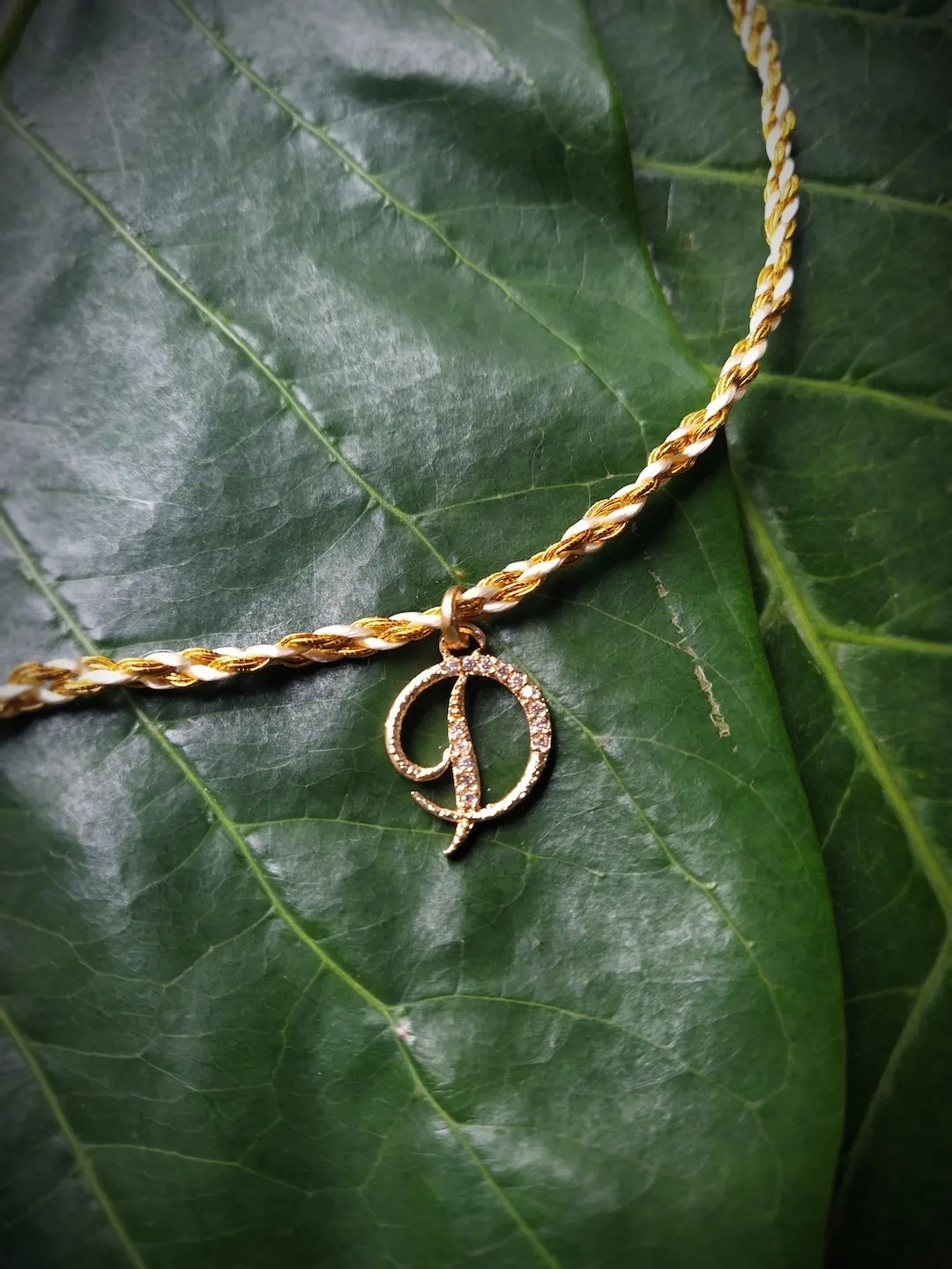 Letter Name Rakhi Designs Personalized Alphabet Gold Plated Customized AD Pendant with Gold String