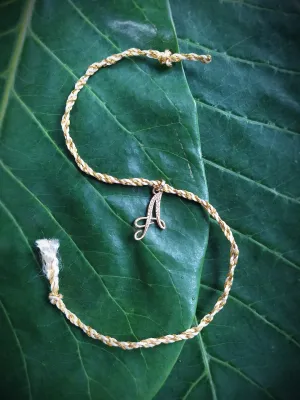 Letter Name Rakhi Designs Personalized Alphabet Gold Plated Customized AD Pendant with Gold String