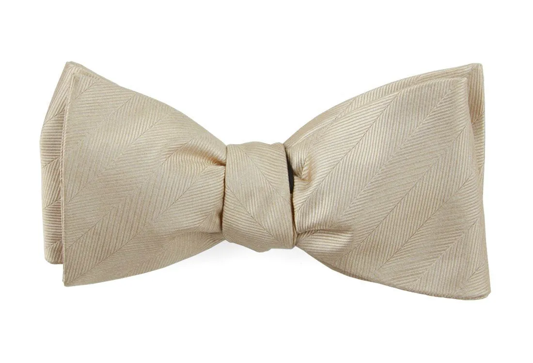 Light Champagne Herringbone Vow Bow Tie