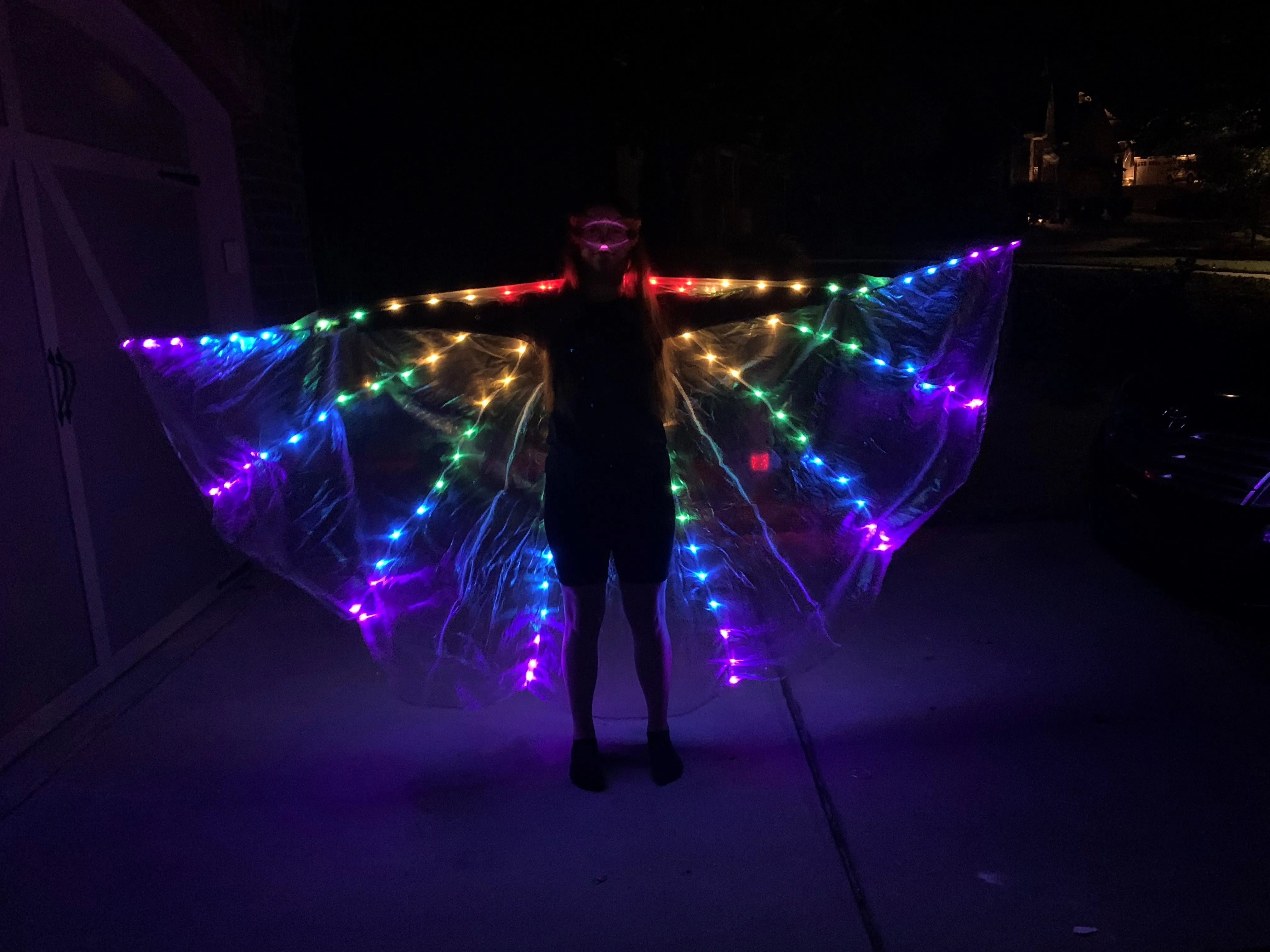 Light Up Angel Wings with Telescopic Wands, Belly Dance Wings, Festival Costume Accessory, Light Up Costumes