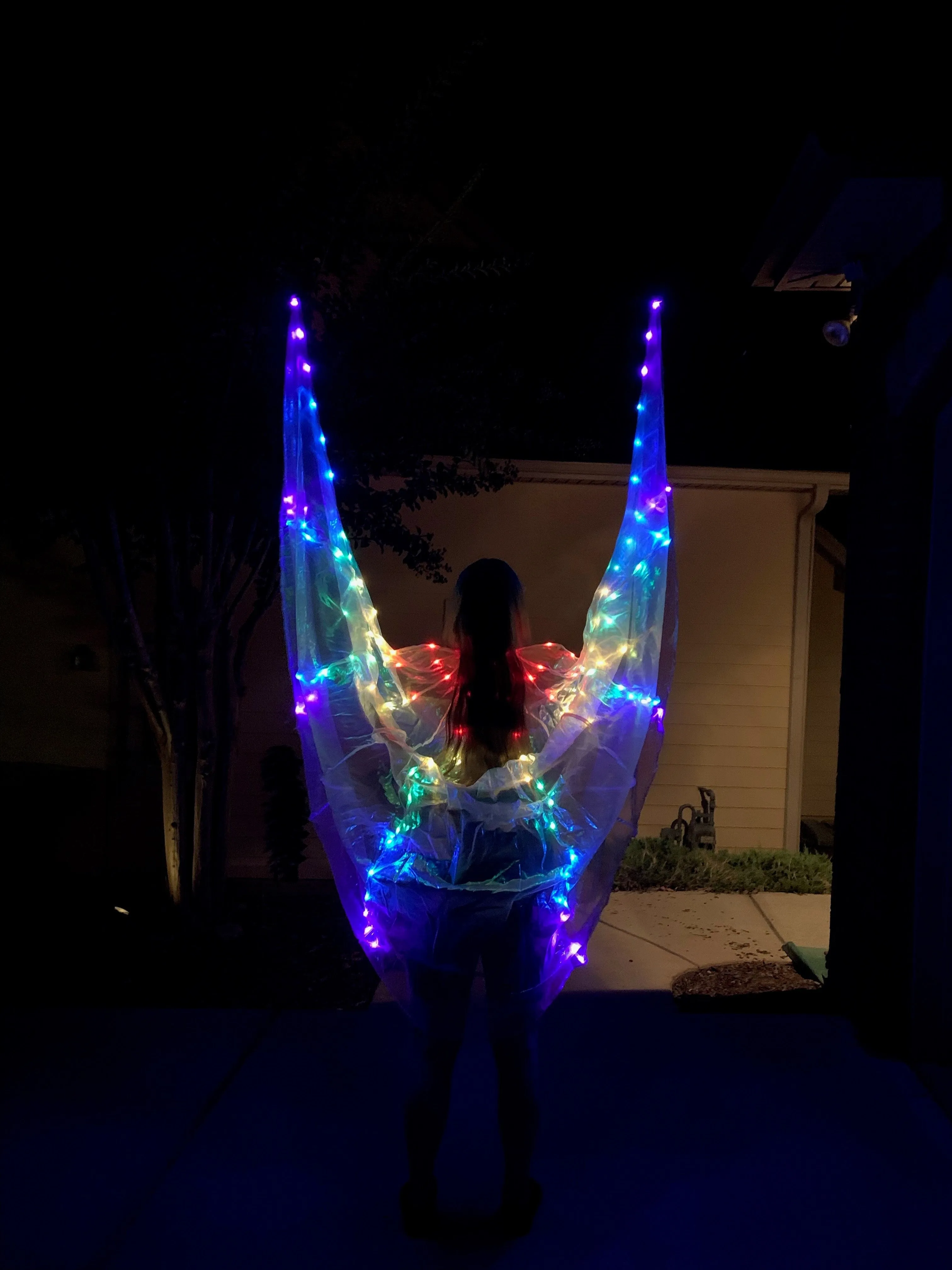 Light Up Angel Wings with Telescopic Wands, Belly Dance Wings, Festival Costume Accessory, Light Up Costumes