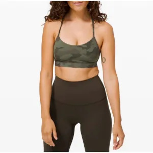 Lululemon Flow Y Bra Nulu  Heritage 365 Camo Green Twill Multi Size 10