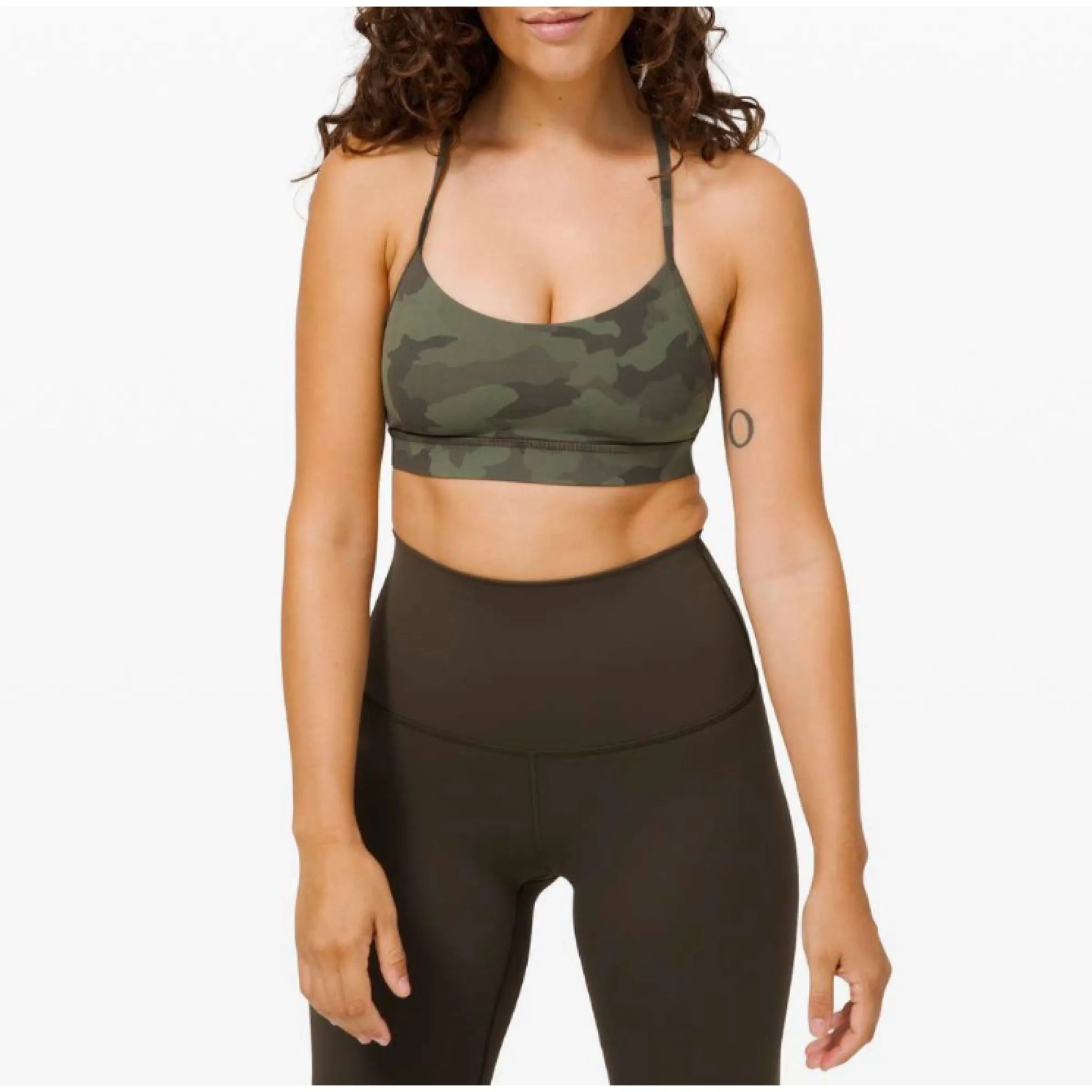 Lululemon Flow Y Bra Nulu  Heritage 365 Camo Green Twill Multi Size 10