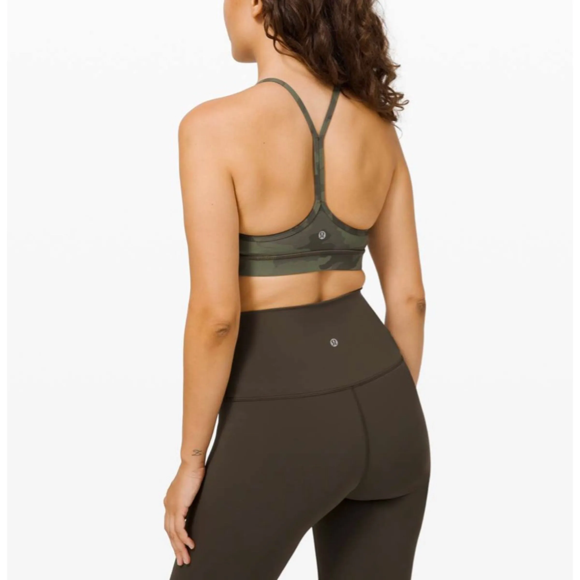 Lululemon Flow Y Bra Nulu  Heritage 365 Camo Green Twill Multi Size 10