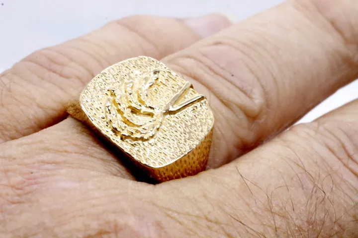 Mans Rice Ring made in Solid 14kt yellow gold for Rice Farmer