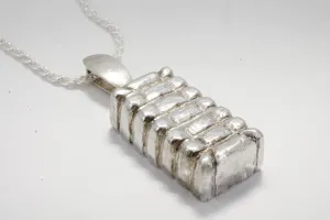 Mans Sterling Silver Cotton Bale Necklace on Silver Rope chain
