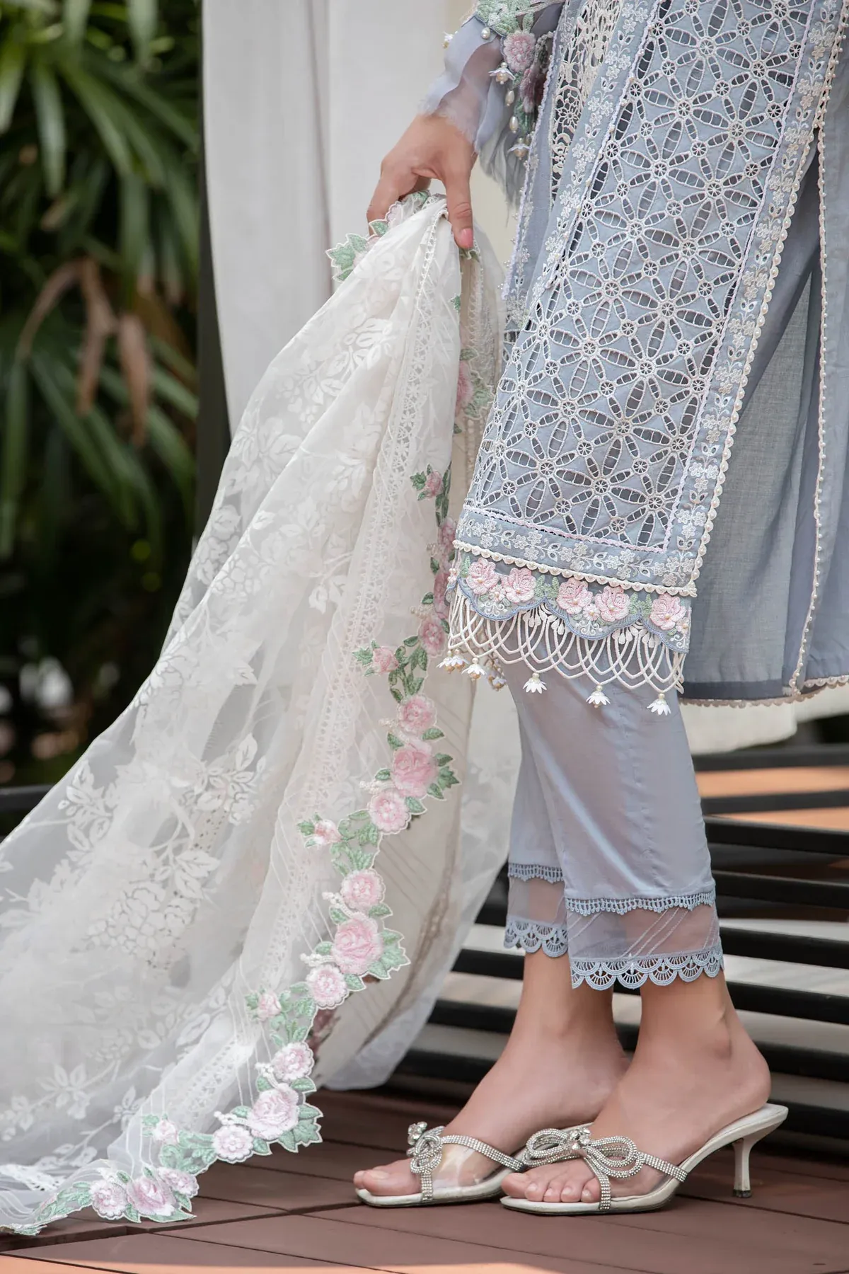 Maria.B Luxury Lawn Embroidered Unstitched Collection EL-23-10-Ice Blue