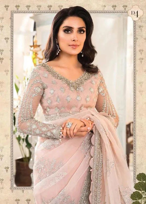 Maria.B Mbroidered Heritage Edition ROSE PINK & LILAC Unstitched Net Saree BD-2404