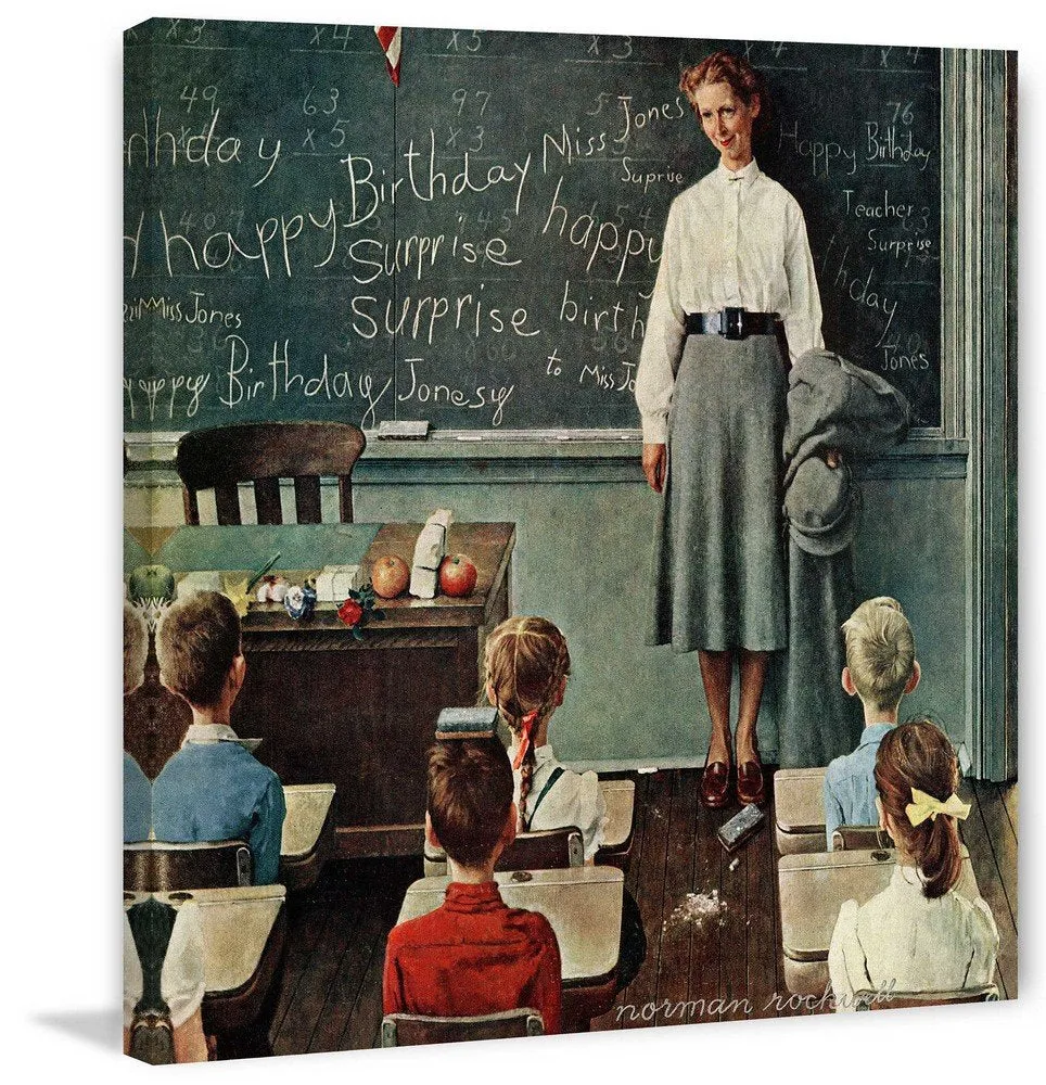 Marmont Hill Norman Rockwell Prints on Canvas Happy Birthday Miss
