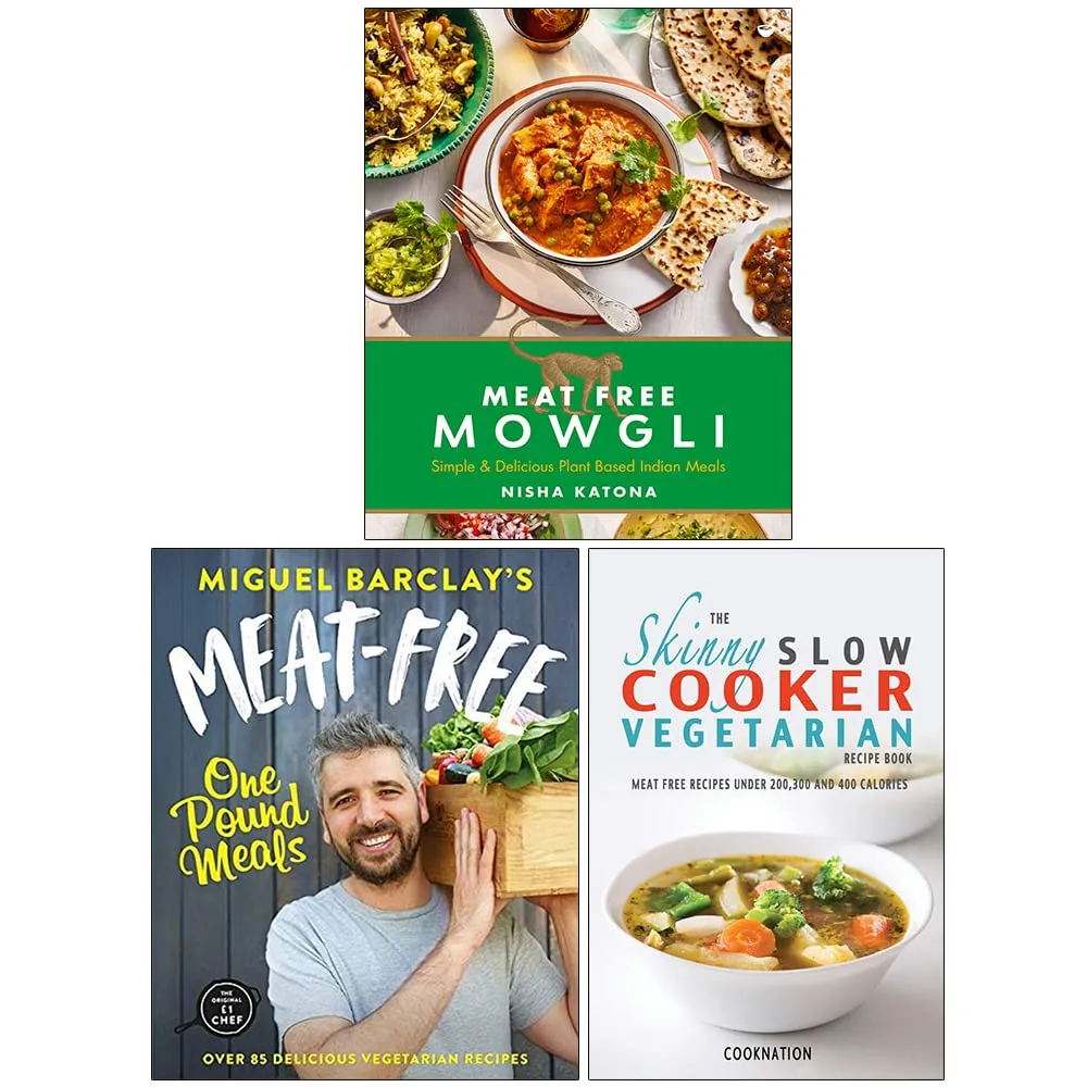 Meat Free Mowgli [Hardcover], Meat-Free One Pound Meals, The Skinny Slow Cooker Vegetarian Recipe Book 3 Books Collection Set
