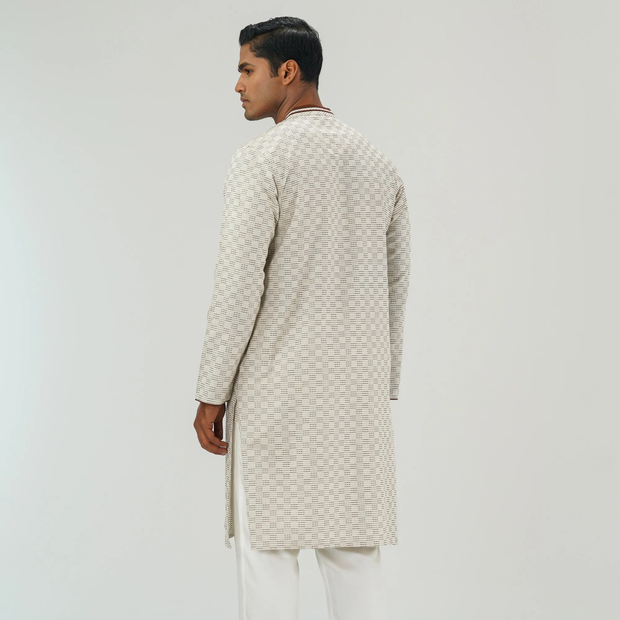 Mens Cream Slim Fit Panjabi