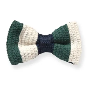 Men's Green With White Silk Knitted Bow Tie