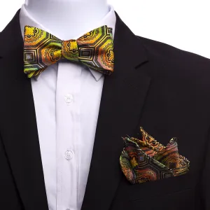 Men's Parrot Pattern Silk Self Bow Tie
