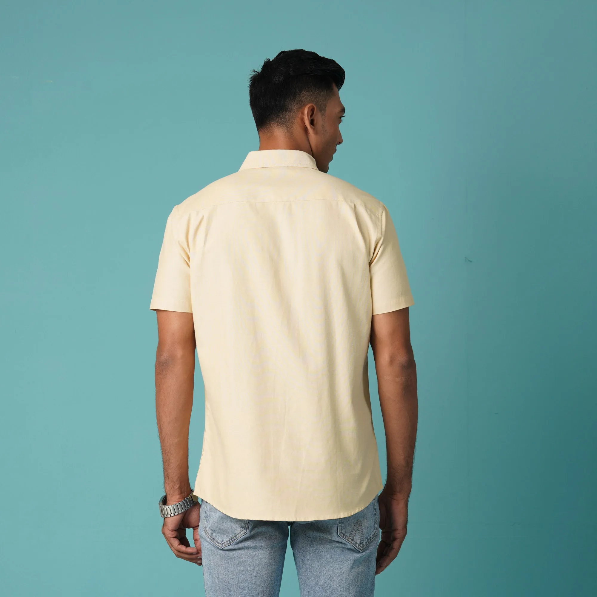 Mens Yellow Short Sleeve Shirt