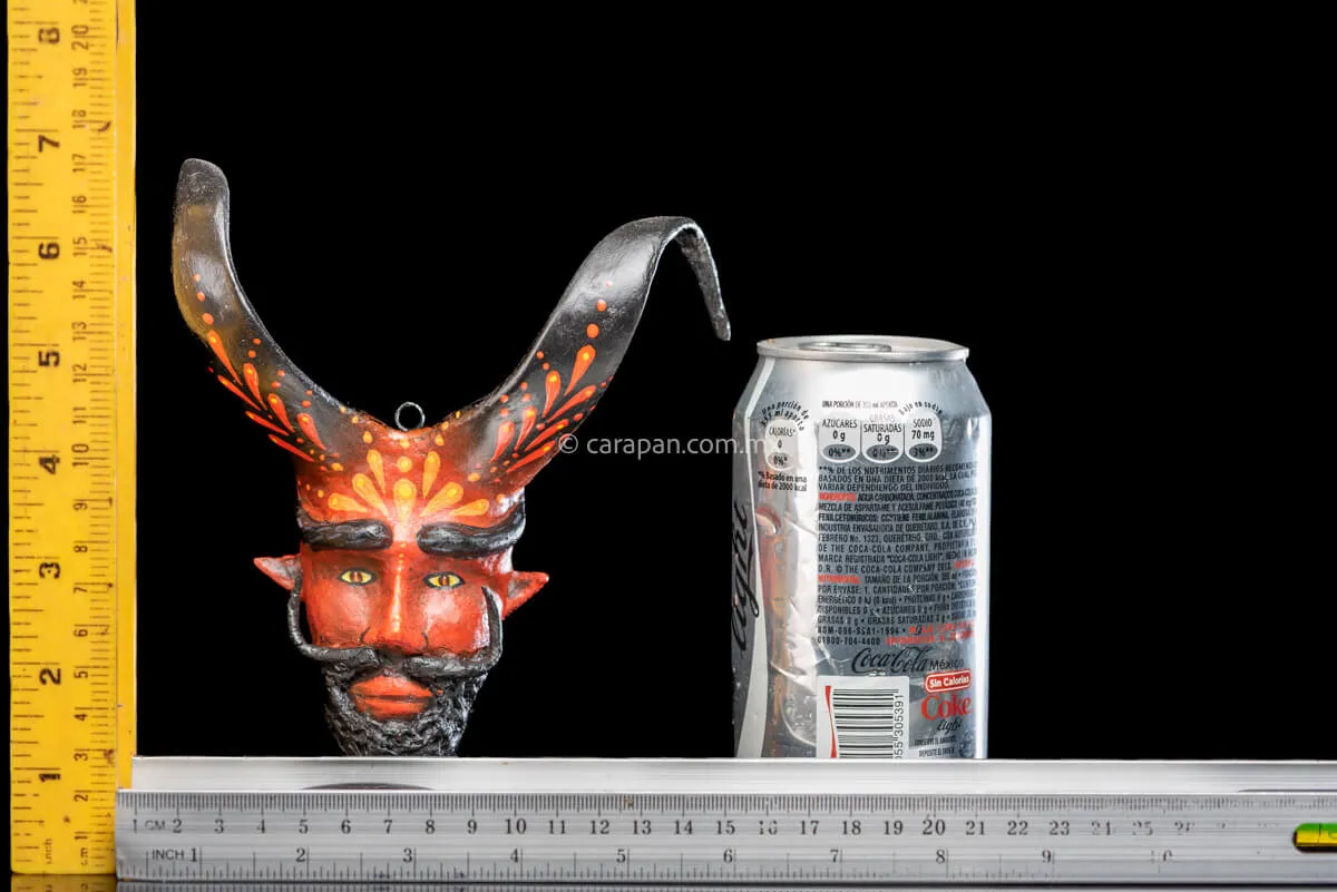 Mexican Devil Paper Maché Head with Beard and Black Horns