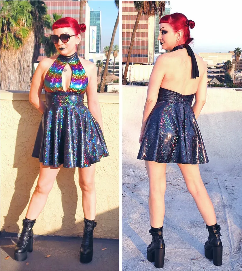 Midnight Rainbow Keyhole Dress