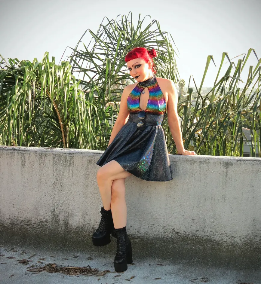 Midnight Rainbow Keyhole Dress