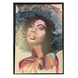 Modern Abstract Portrait with Magenta and Blue Accents