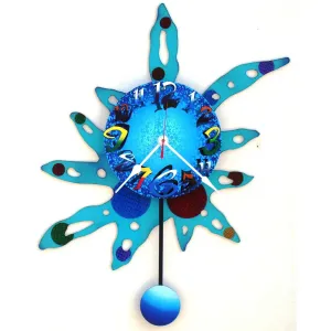 Modern Flower Aqua Pendulum Wall Clock by David Scherer