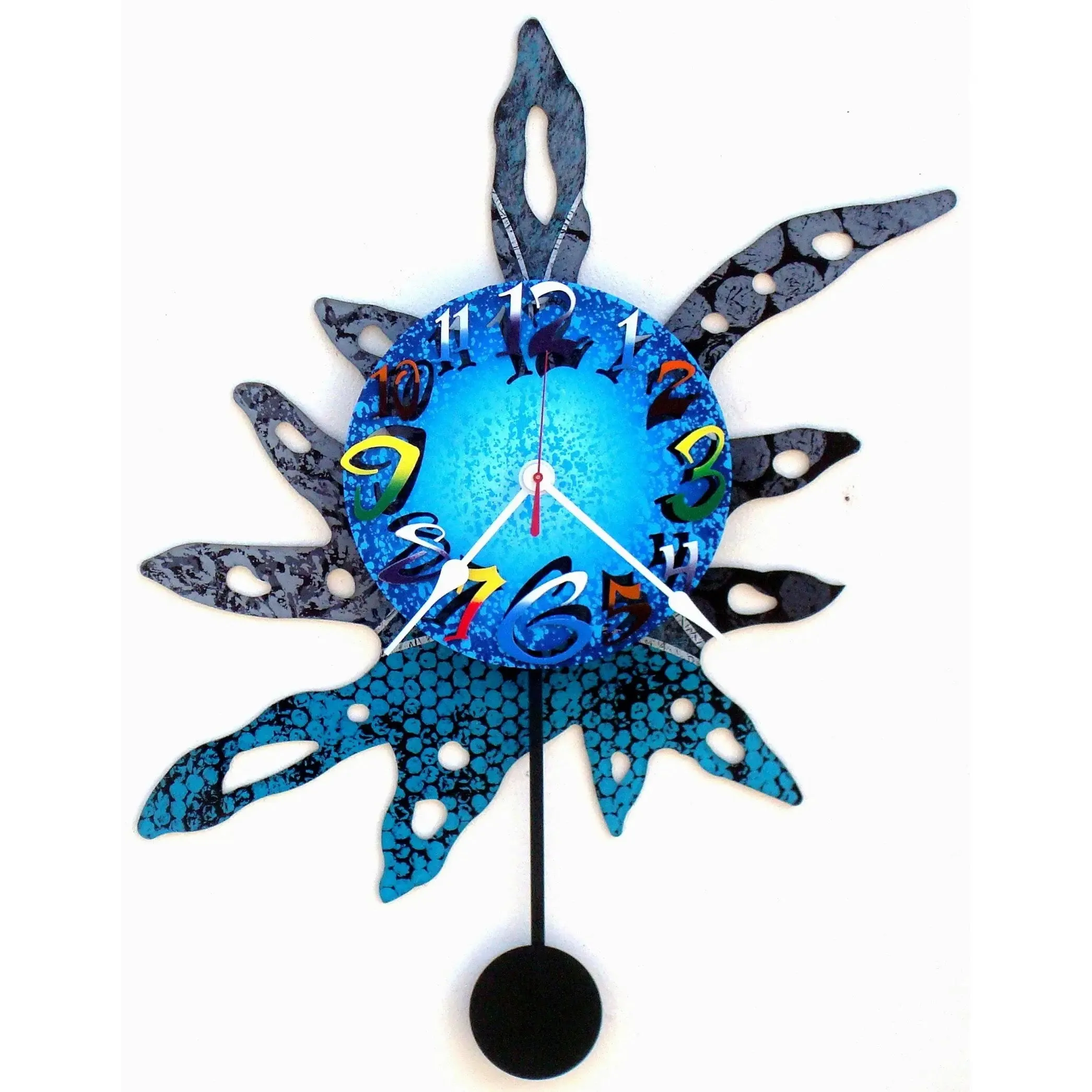 Modern Flower Grey Pendulum Wall Clock by David Scherer