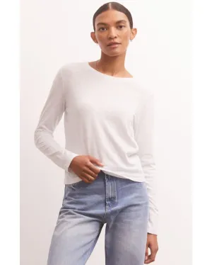 Modern Slub Long Sleeve Tee, White & Black
