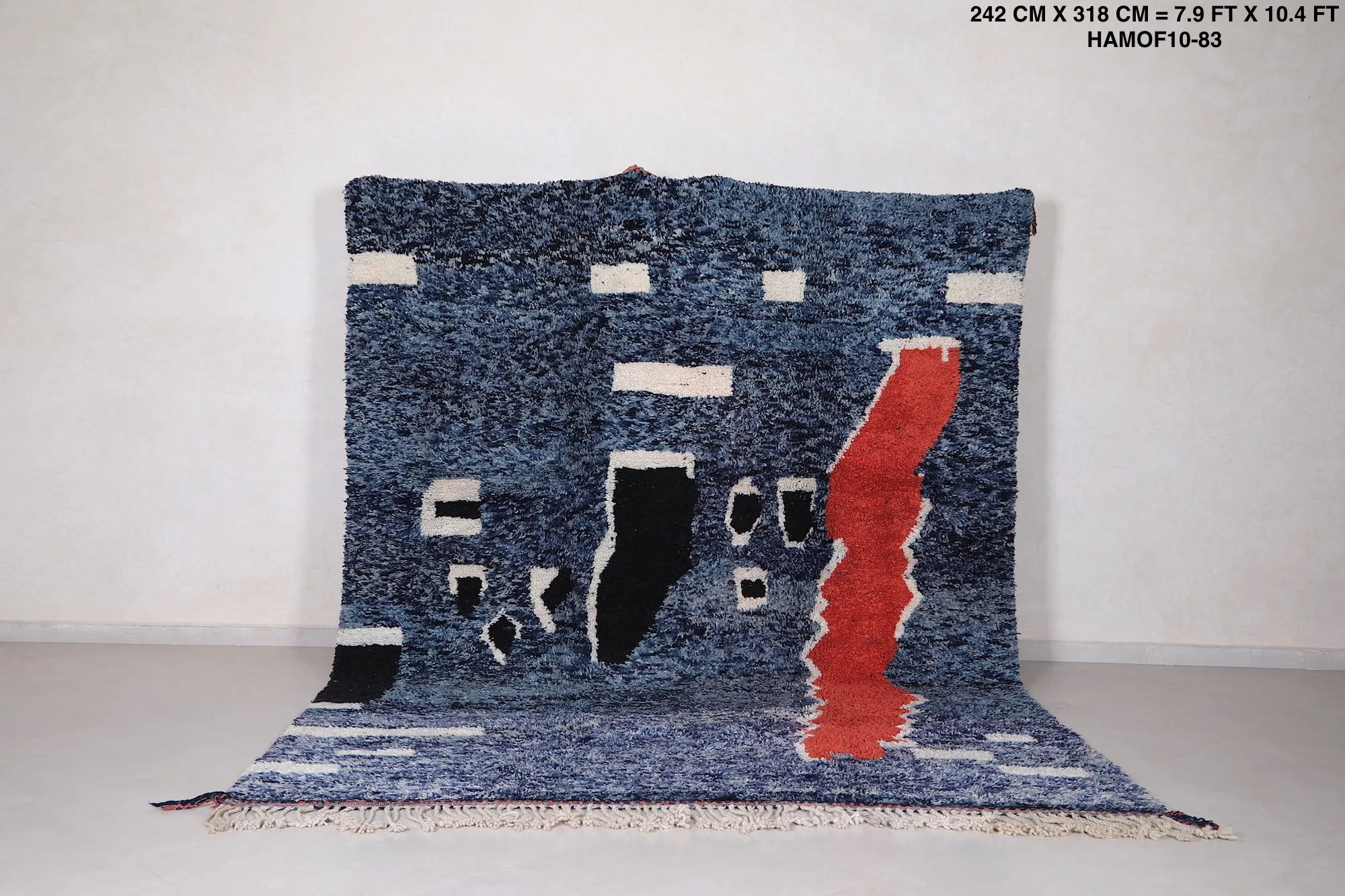 Moroccan Blue Rug – 7.9 x 10.4 ft Hand-Knotted Wool Rug