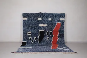 Moroccan Blue Rug – 7.9 x 10.4 ft Hand-Knotted Wool Rug