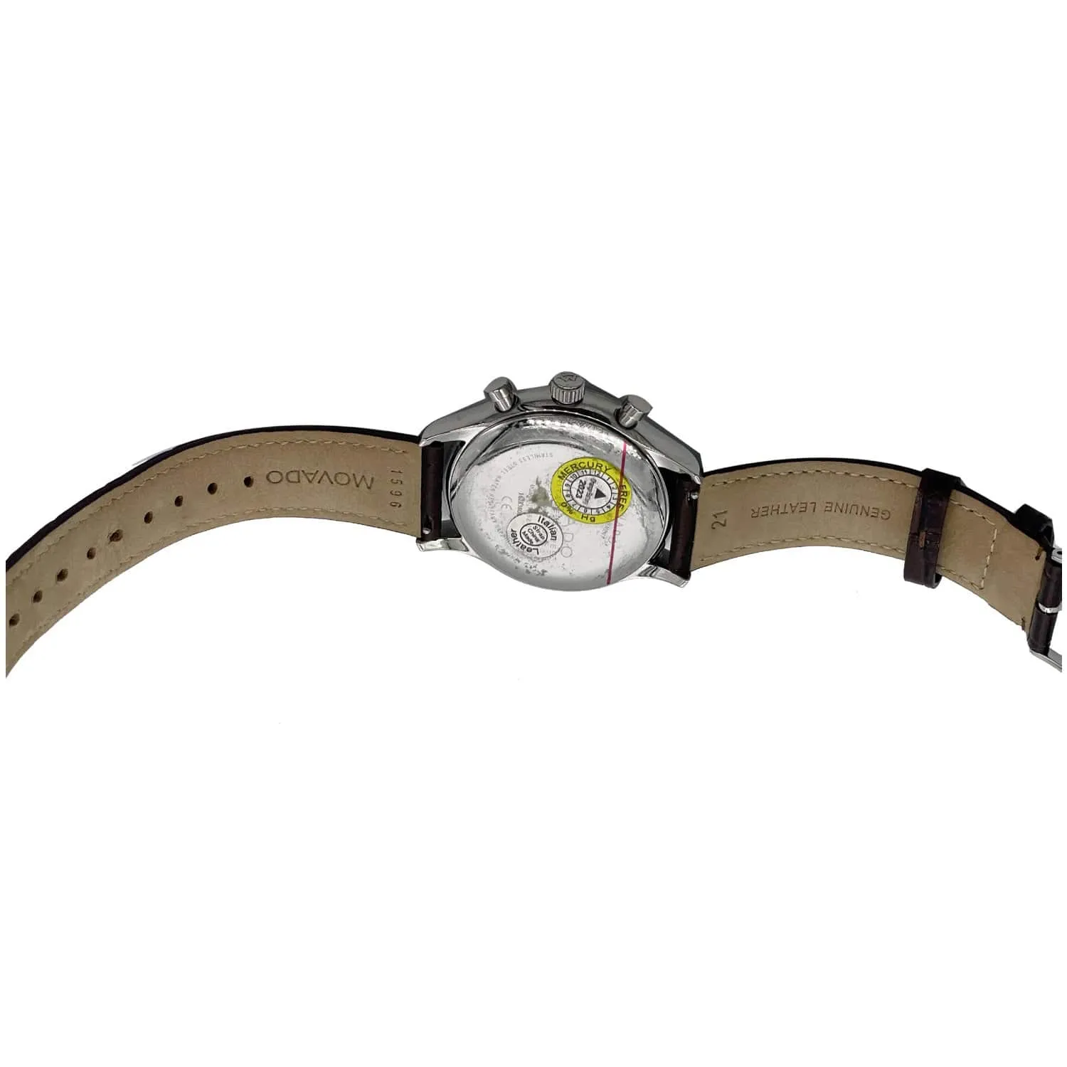 MOVADO Heritage Series Circa Chronograph Swiss Leather Watch White Dial 43MM
