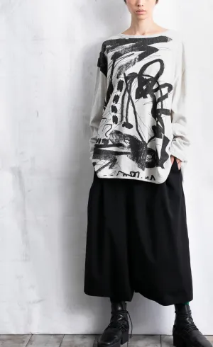 Moyuru Light Grey Scribble Top