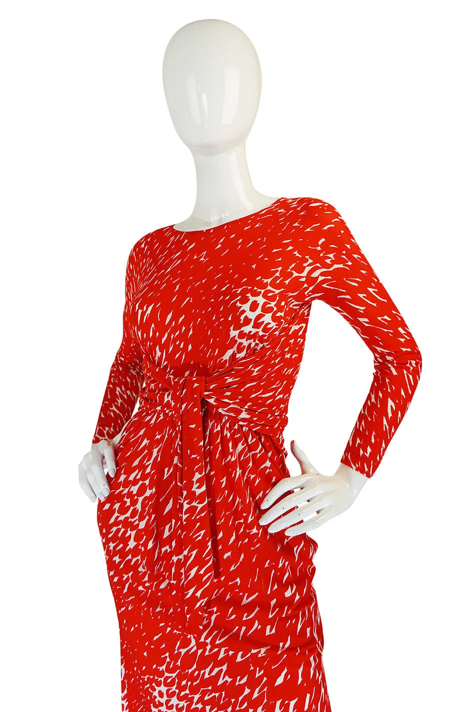 Museum Held Spring 1977 Halston Print Jersey Front Wrap Dress