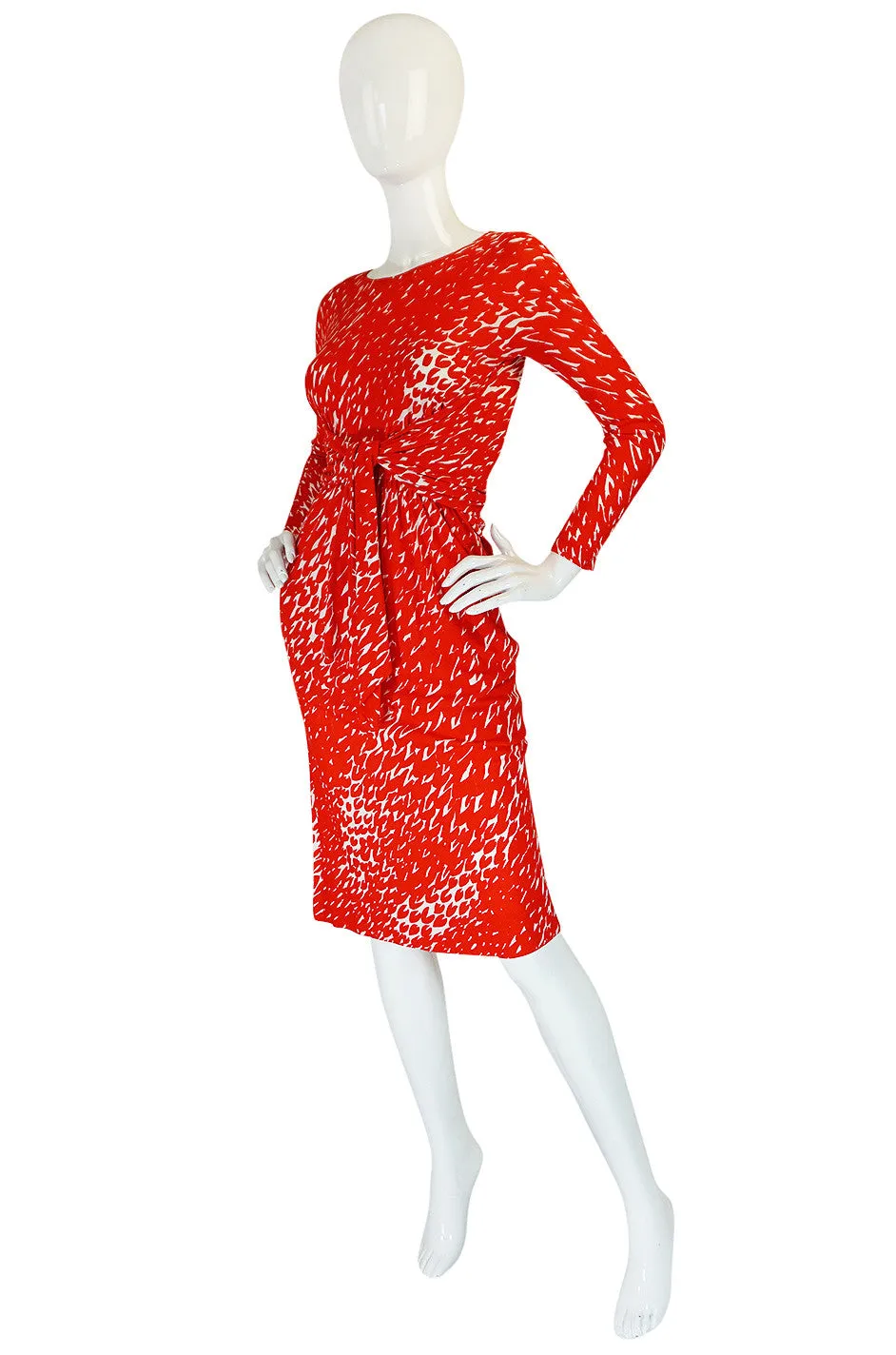 Museum Held Spring 1977 Halston Print Jersey Front Wrap Dress