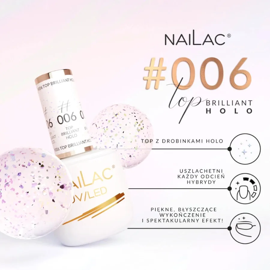 NaiLac Hybrid UV/LED Top Brilliant Holo 006