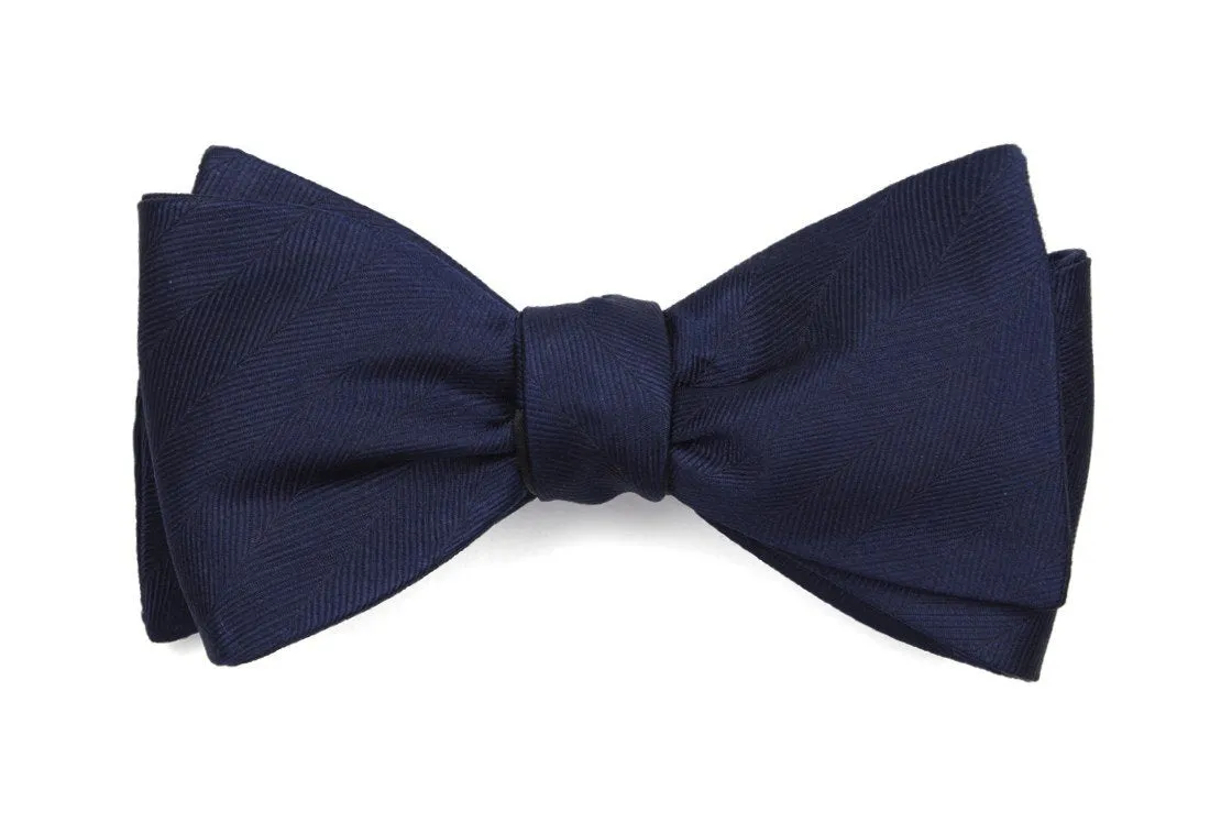 Navy Herringbone Vow Bow Tie