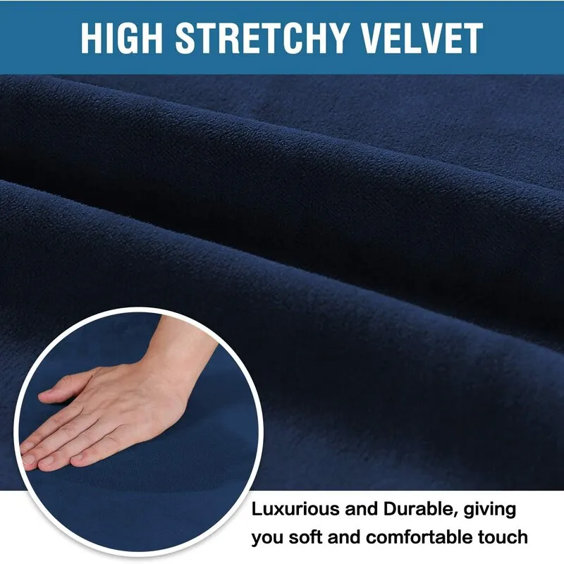 New Wayfair Enova Home SET OF 6 Soft Thick Solid Velvet Fabric Stretchy Universal Dining Chair Slipcovers (Dark Blue), Retails $27  Winner can buy up to 5 more at winning bid!